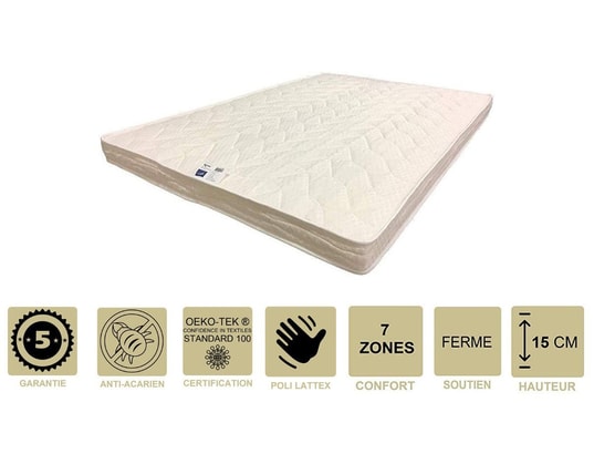 PROVENCE LITERIE - Matelas Ferme avec Latex Naturel + Alèse 140x200 x 15 cm + O...