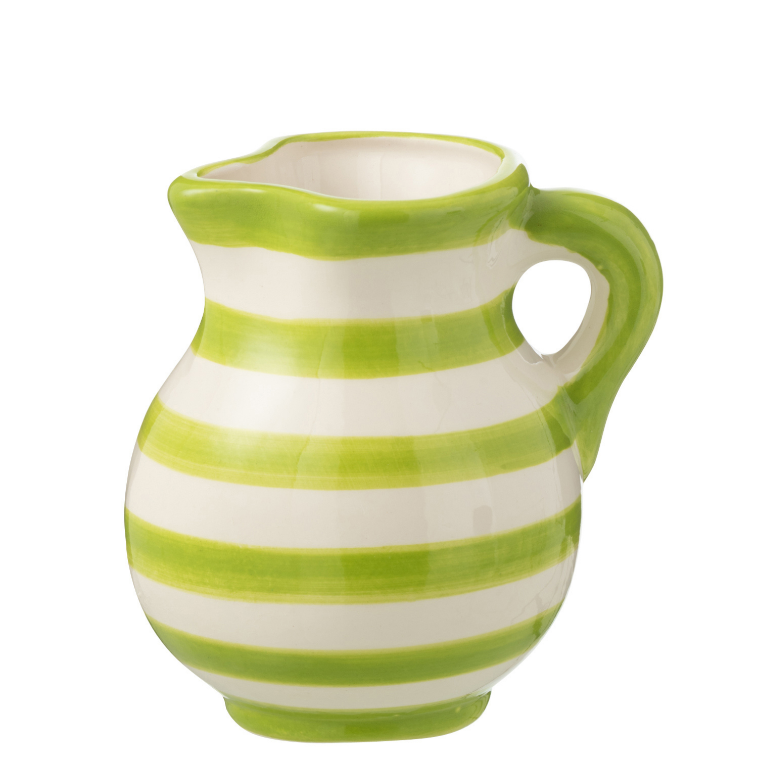 J-Line kruik Granada Stripes - keramiek - wit|groen - small
