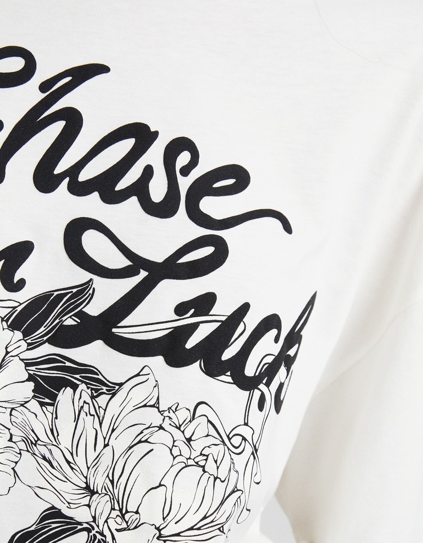 Camiseta oversized de manga curta estampada