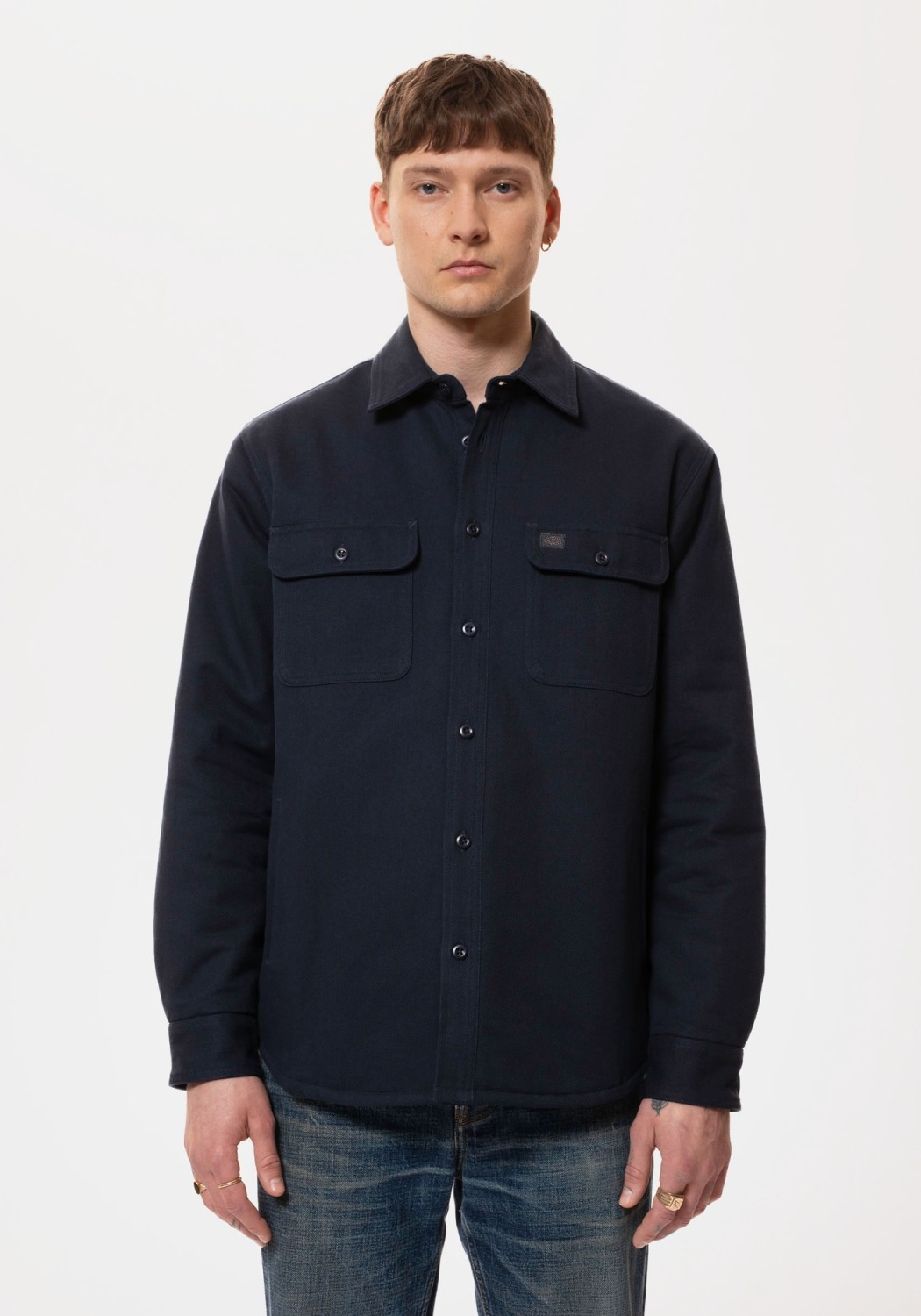 Nudie Jeans Overshirt Glenn Padded Shirt Navy