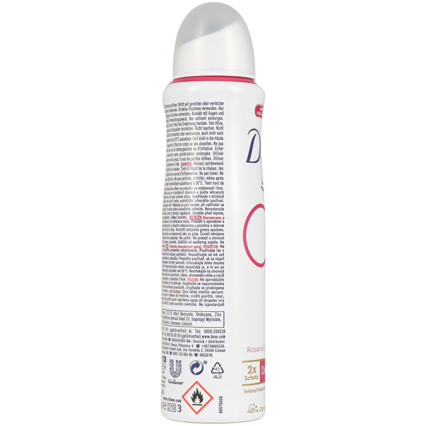 Dove Deo-Spray mit Zink-Komplex Rosenduft ohne Aluminiumsalze 150 ml