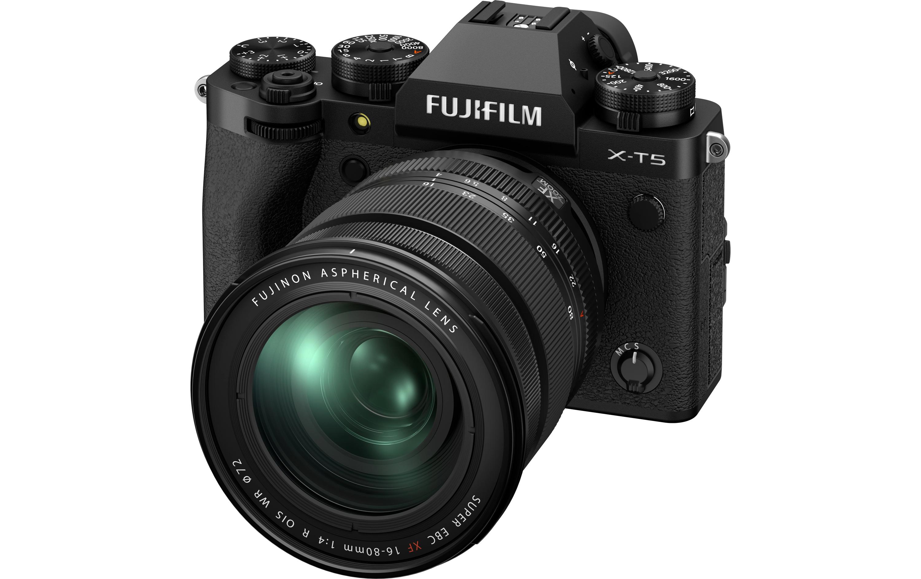Fotokamera X-T5 Kit XF 16-80 mm Schwarz<br>Spiegellose Systemkamera mit 40.2 Megapixel-Sensor und integriertem Fünf-Achsen-Bildstabilisator