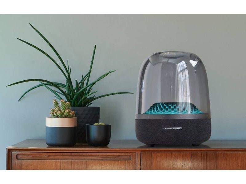 Harman/Kardon Aura Studio 4 Schwarz Bluetooth-Lautsprecher mit transparenter Kuppel und thematischer Beleuchtung