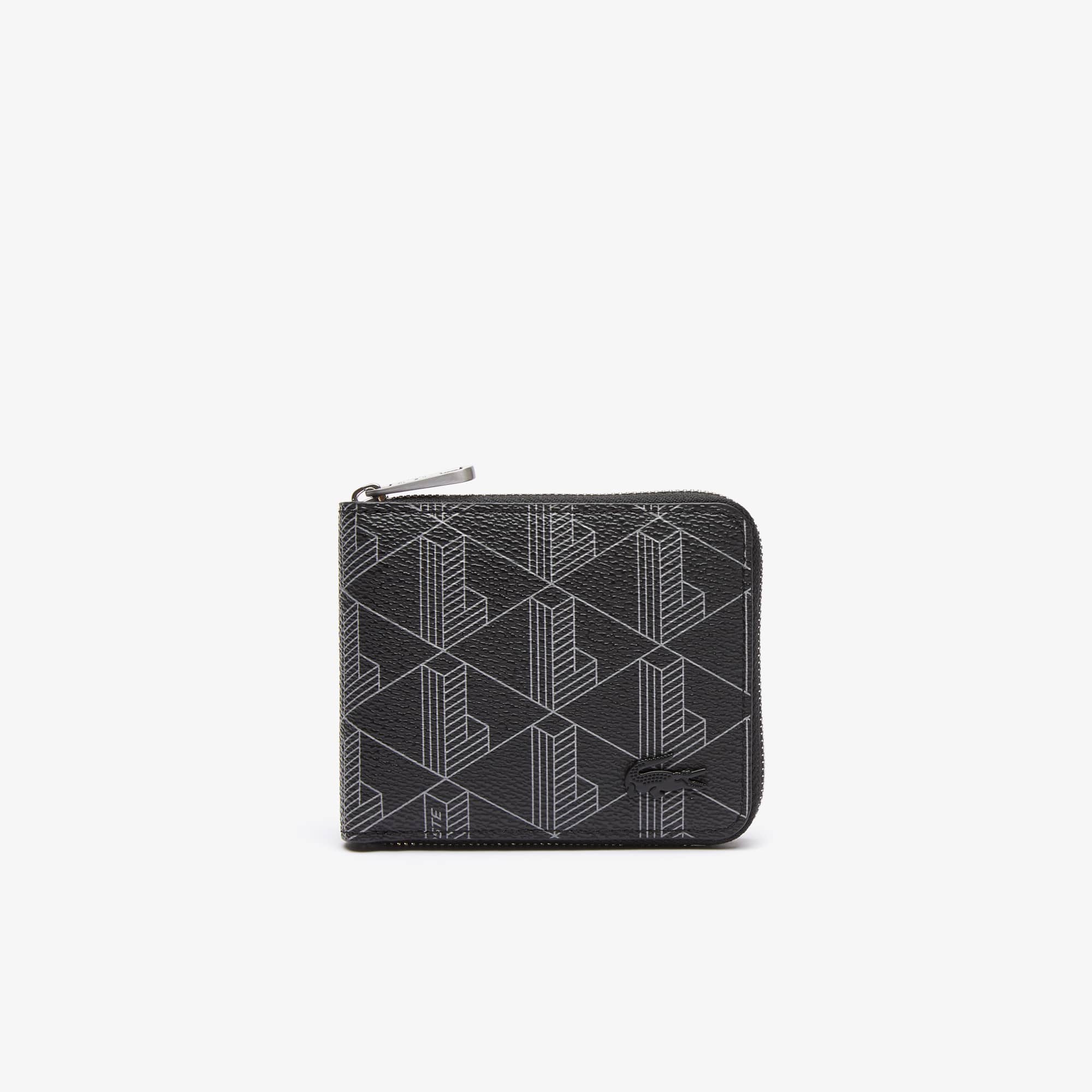 Portefeuille homme Lacoste zippé avec imprimé monogramme Portefeuilles - Noir - Lacoste - Homme