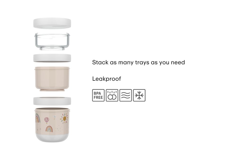 Mepal Mio 550 ml 3-delige stack snackbox - Fairy Garden