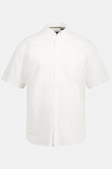 Leinenmix-Hemd, Halbarm, Buttondown-Kragen, Modern Fit