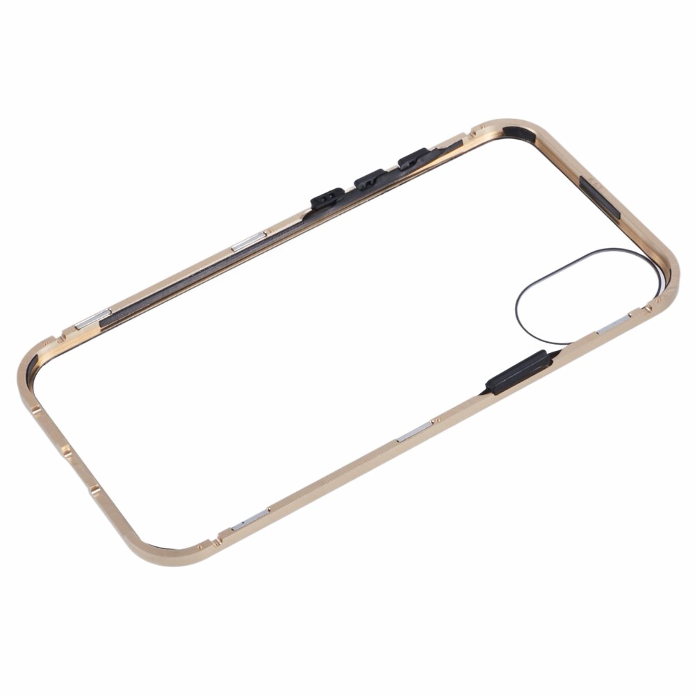 iPhone 16 Magnetische Alu Schutzhülle mit Panzer Glas Backcover   Displayschutz (Magnet-Technologie) - Gold