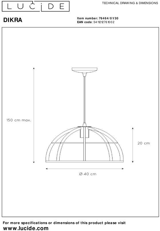 Lucide Dikra Hanglamp
