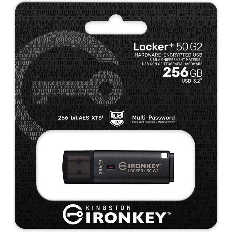 Kingston Technology IronKey 256 Go Locker Plus 50 G2, FIPS 197, AES-256