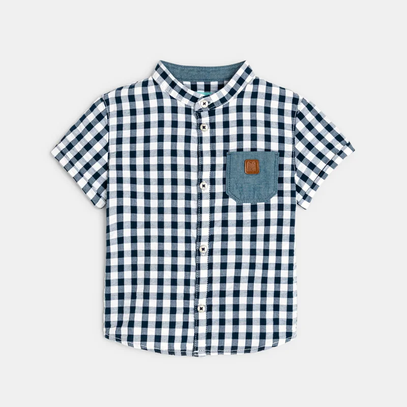 Chemise à carreaux coton fantaisie bleue bébé garçon Bleu