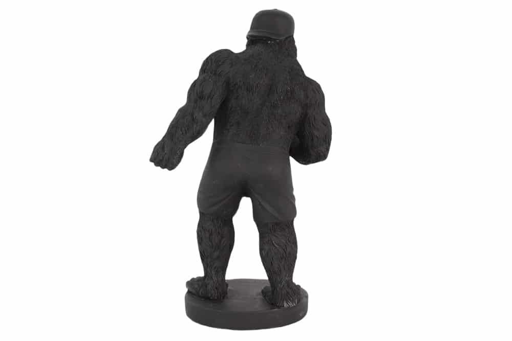 Deko-Figur KING APE 30cm schwarz gold Gorilla mit Hantel handmade