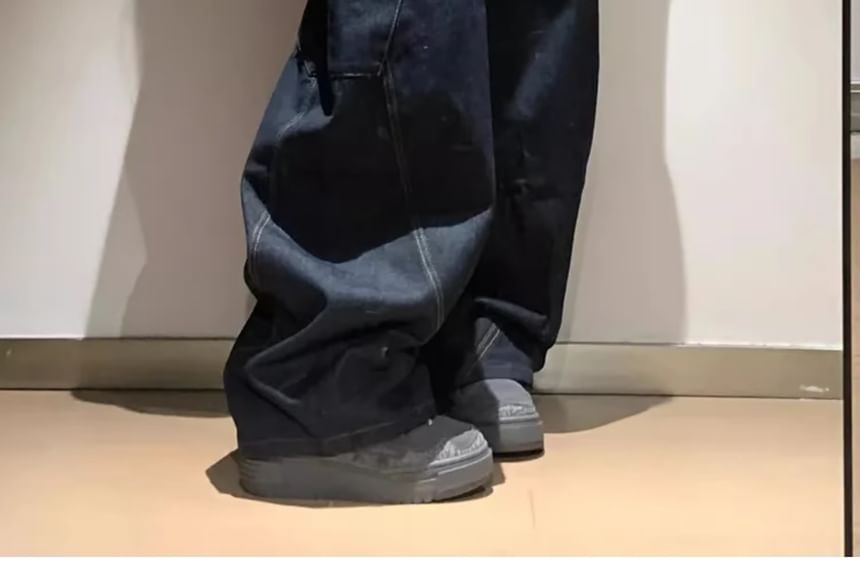 Litoya - Lage taille jeans met gewassen luipaardprint en wijde pijpen
