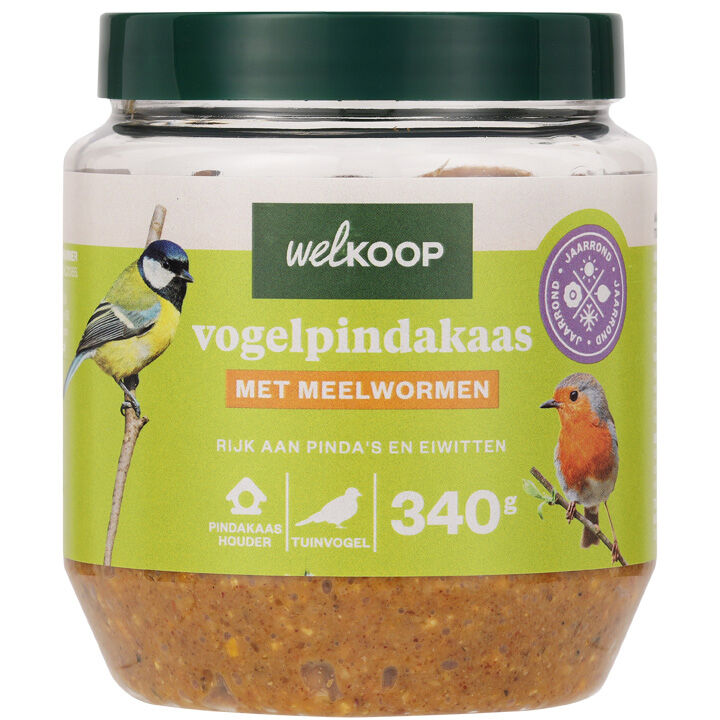 Welkoop - Vogelpindakaas - Tuinvogelvoer - 3 Stuks - Meelwormen