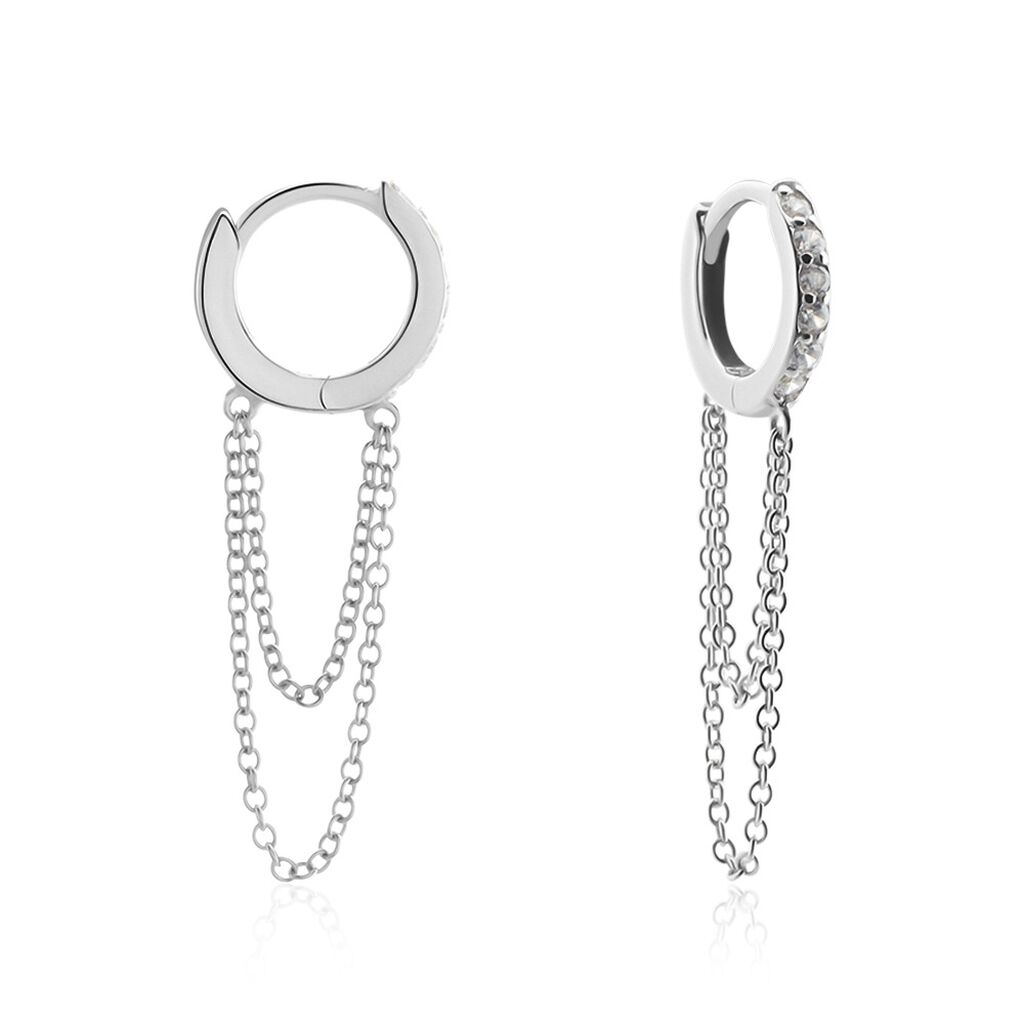 Créoles Argent Blanc Ibai Oxydes De Zirconium