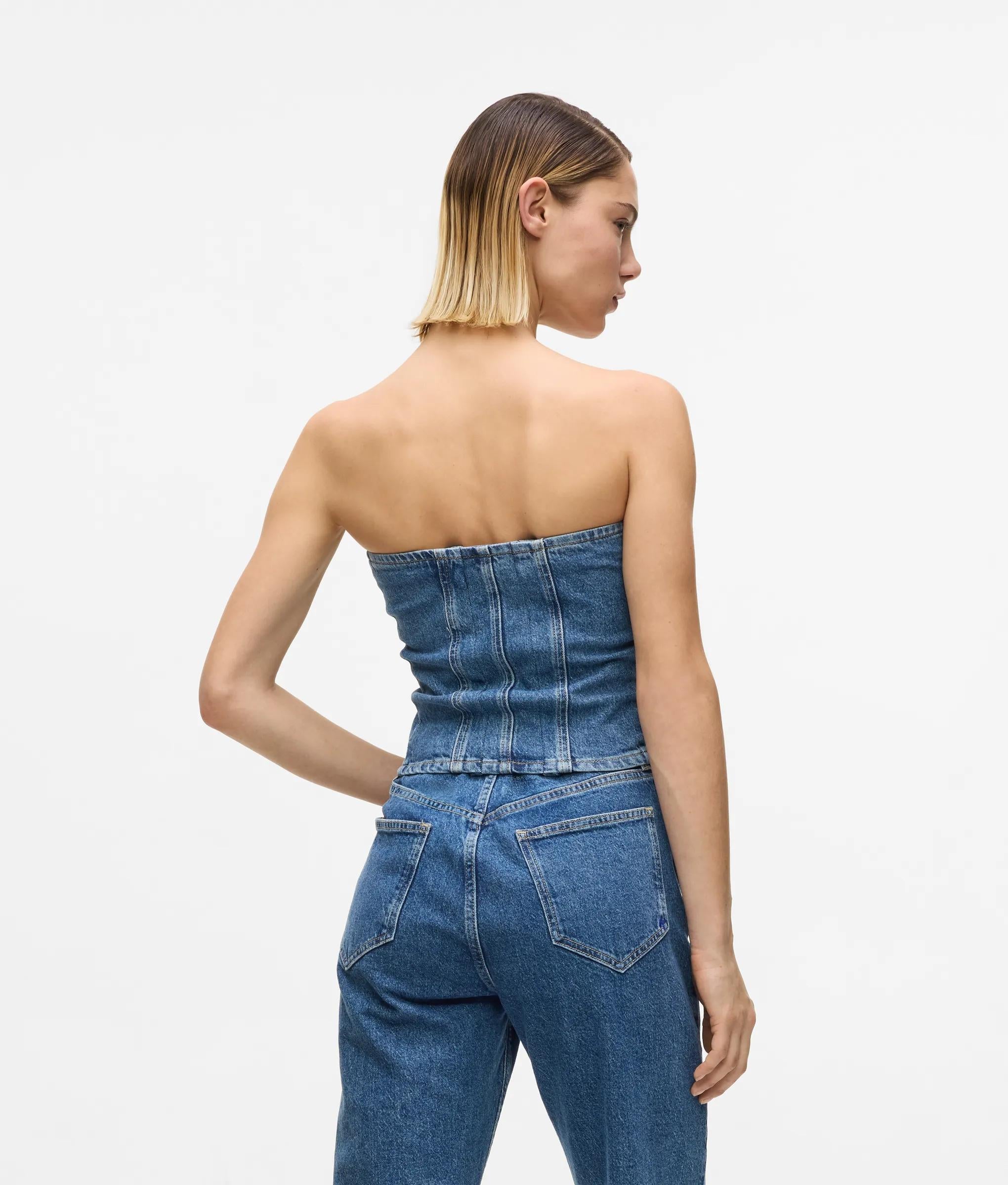 Veters denim bustier