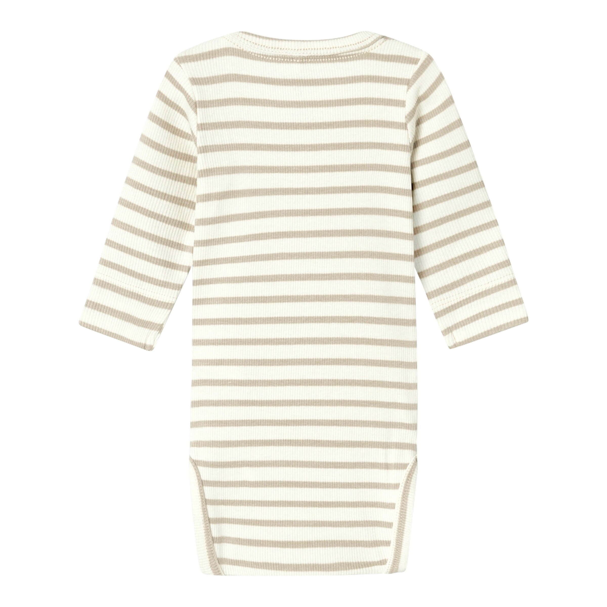 NAME IT Body langarm Ringel Rippqualität natur/beige