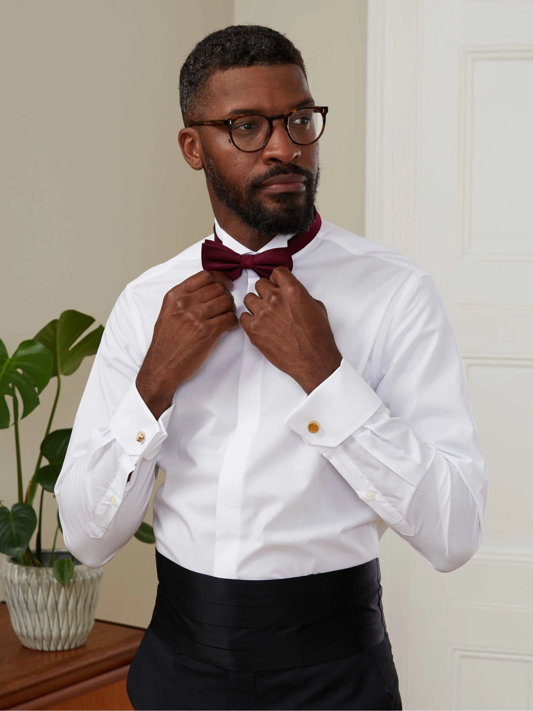 Savile Row Company Slim Fit Cotton White Wing Collar Double Cuff Formal Dress Shirt