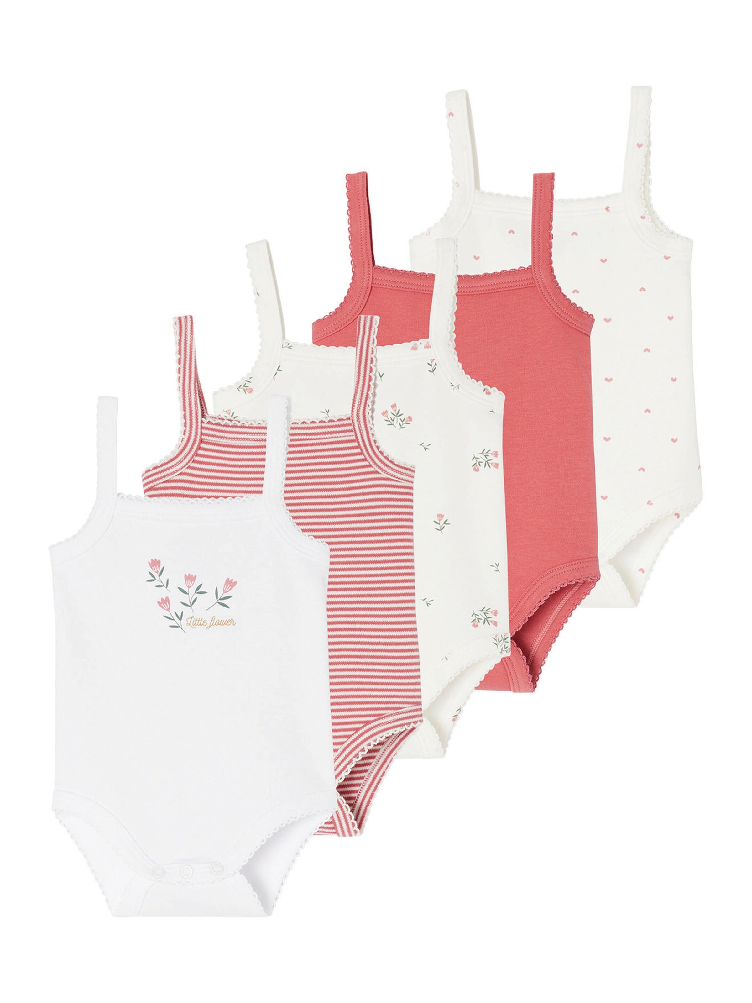 Vertbaudet 5er-Pack Baby Trägerbodys Bio-Baumwolle altrosa