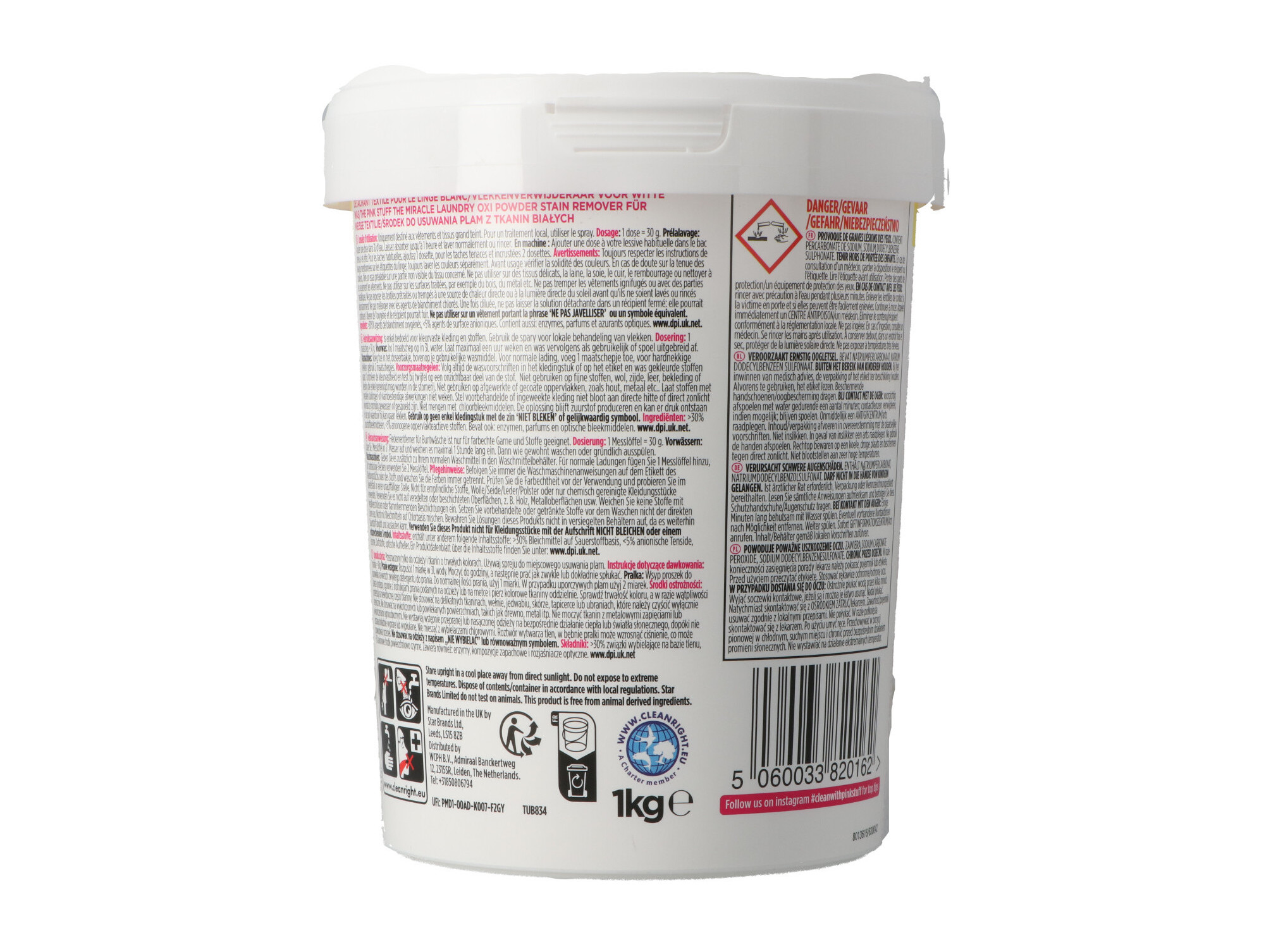 TIRA NÓDOAS PINK STUFF PÓ ROUPA BRANCA 1KG