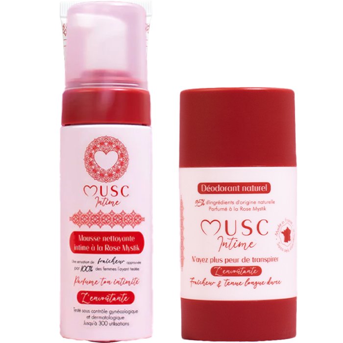Mousse nettoyante intime & déodorant naturels - L'Envoûtante - Rose - 30 ml