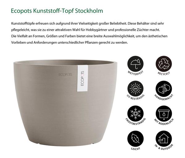 Ecopots Kunststoff-Topf Stockholm, rund