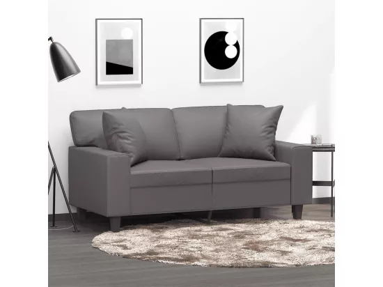 Canapé 2 places avec oreillers gris 120 cm similicuir
