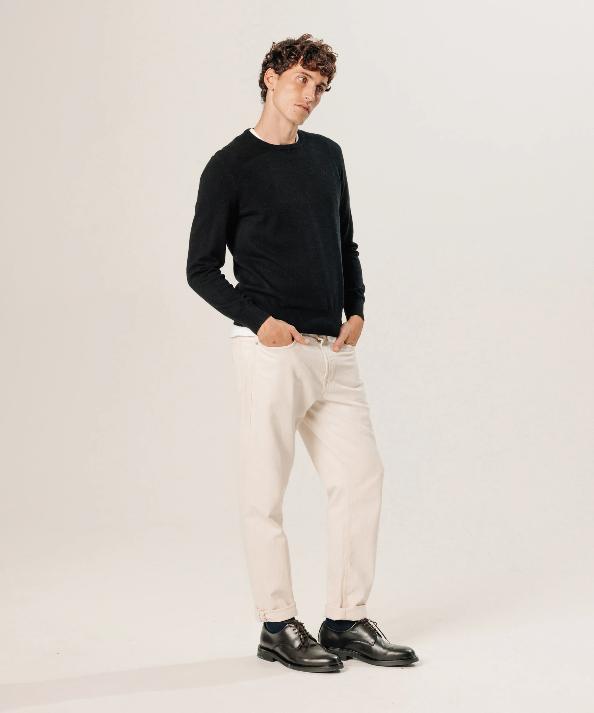 Pull col rond en cachemire | Noir