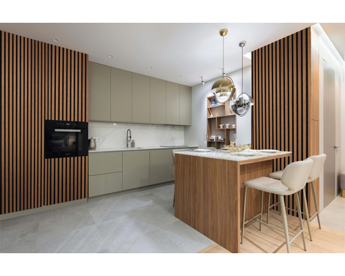 Nordic Acoustics akoestisch paneel, Amerikaans notenhout, 2400 x 605 x 22 mm
