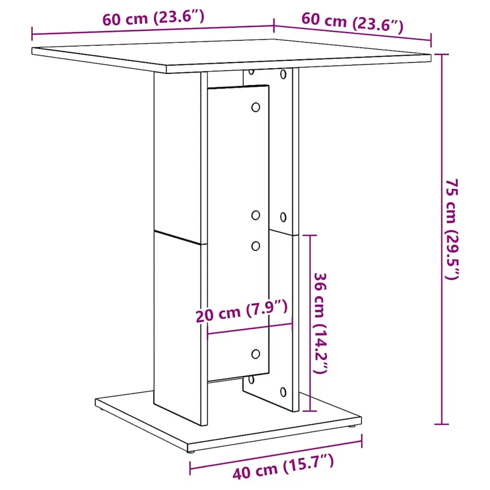 vidaXL - Bartafel - Grijs - Bewerkt hout