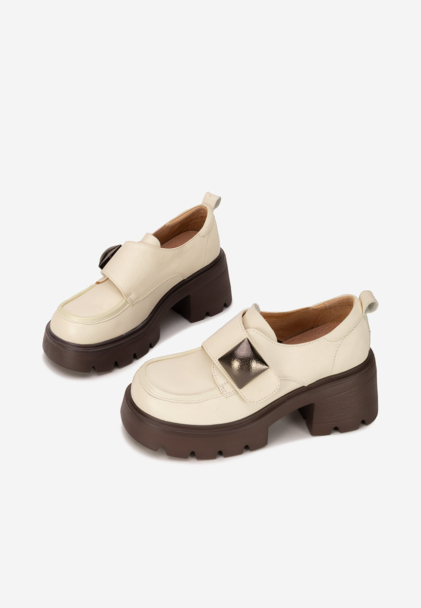 Chaussures casual femme en cuir beige Geolia