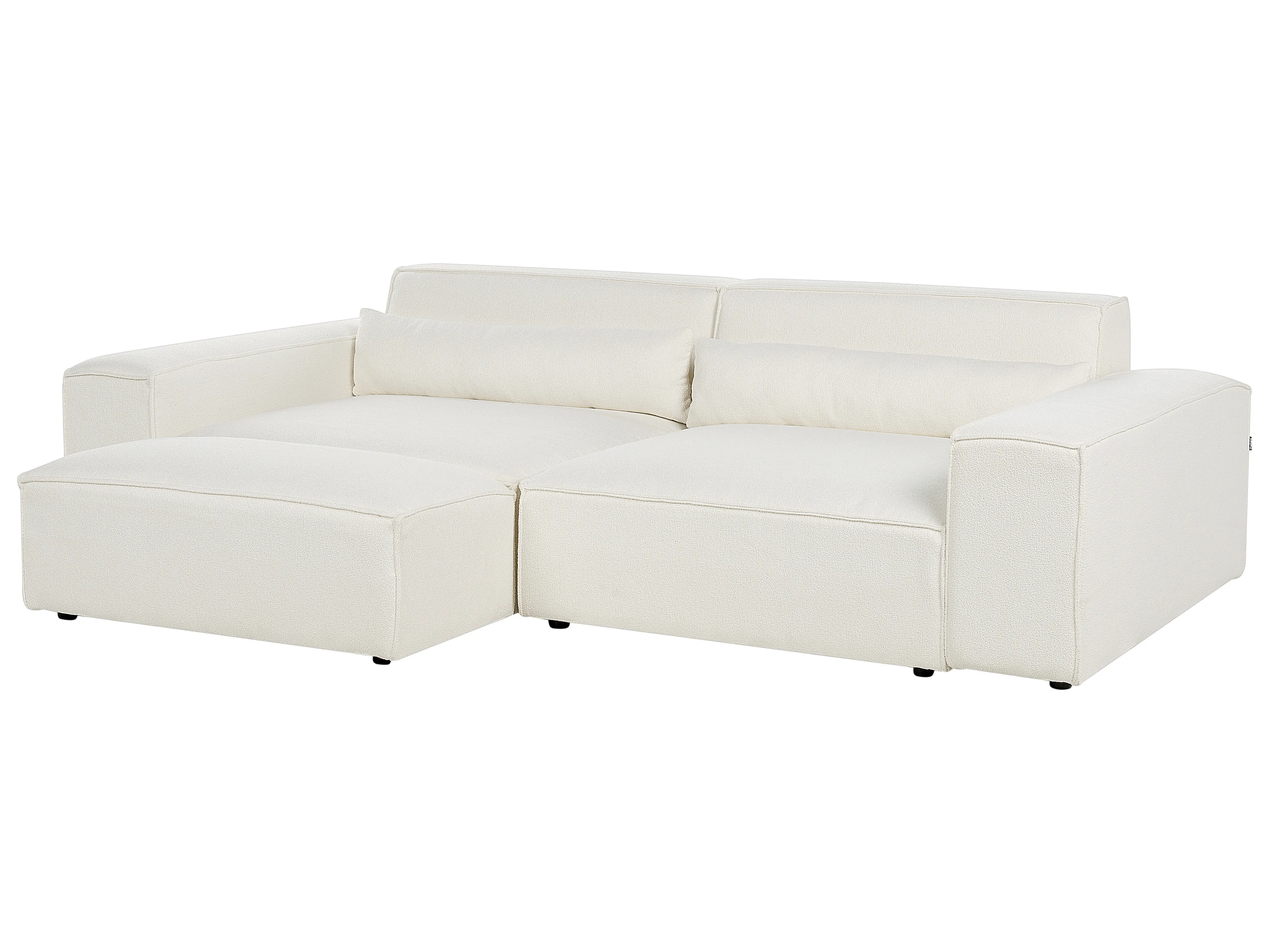 Modulaire bank 2-zits HELLNAR Bouclé Gebroken wit met ottomaan