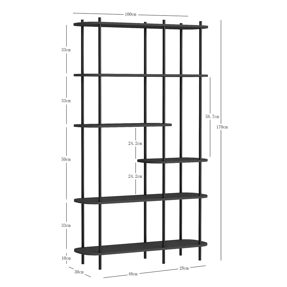 Moderne etagère van metaal en zwart hout