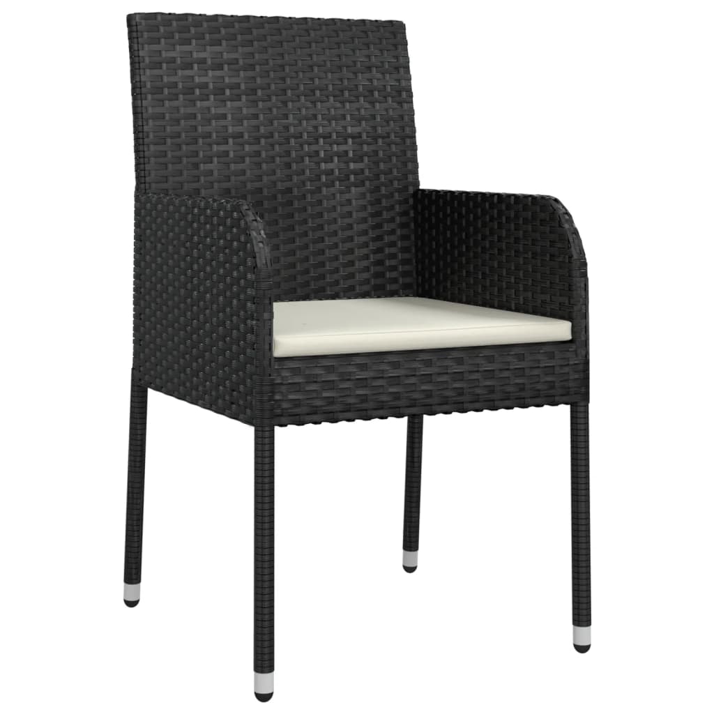 Mobilier à dîner de jardin et coussins 5 pièces noir résine tressée