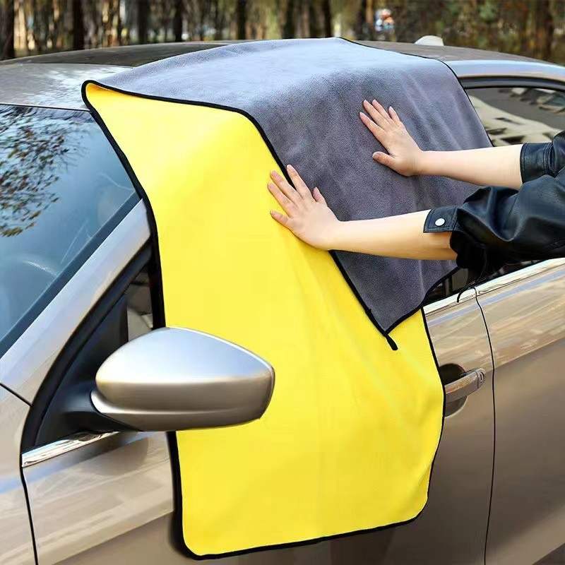 60x160cm Auto Reinigungs Tuch KFZ Fahrzeug Pflege - Grau / Gelb