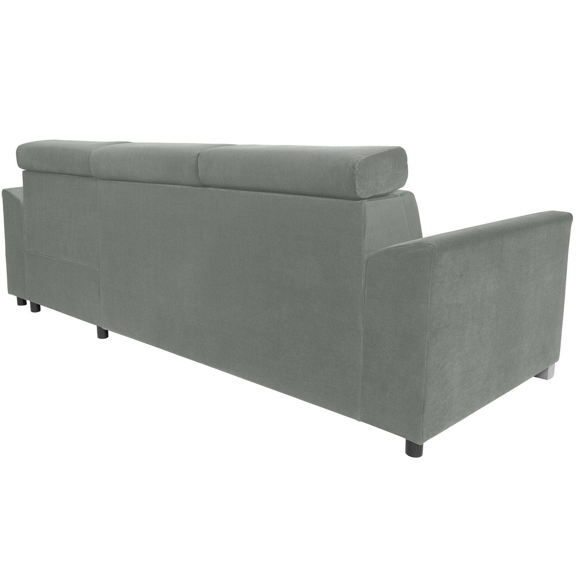 Ecksofa - grey - mit Kissen - Liegefunktion und Staukasten