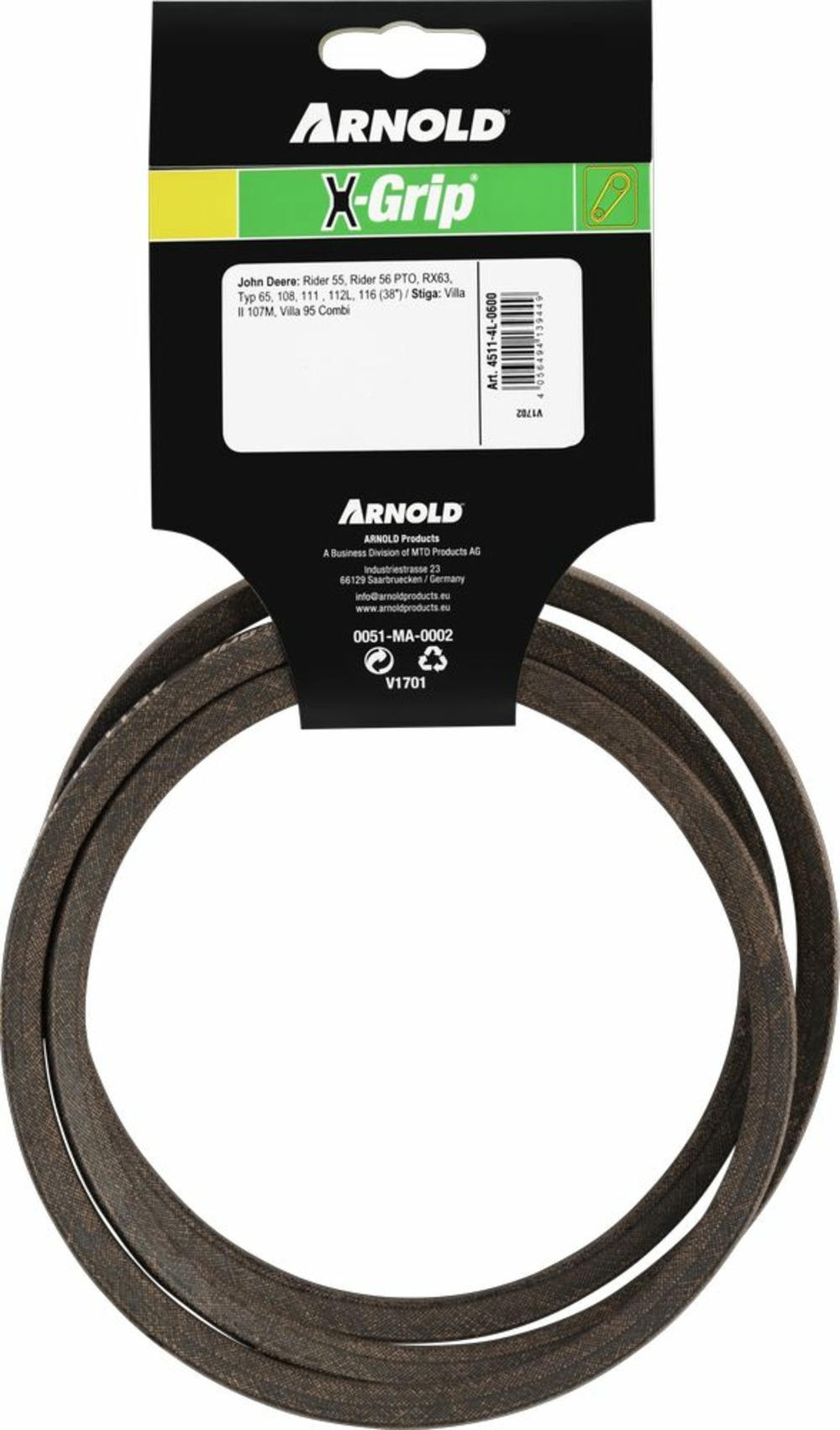 Courroie trapézoïdale x-grip v de type 4l600