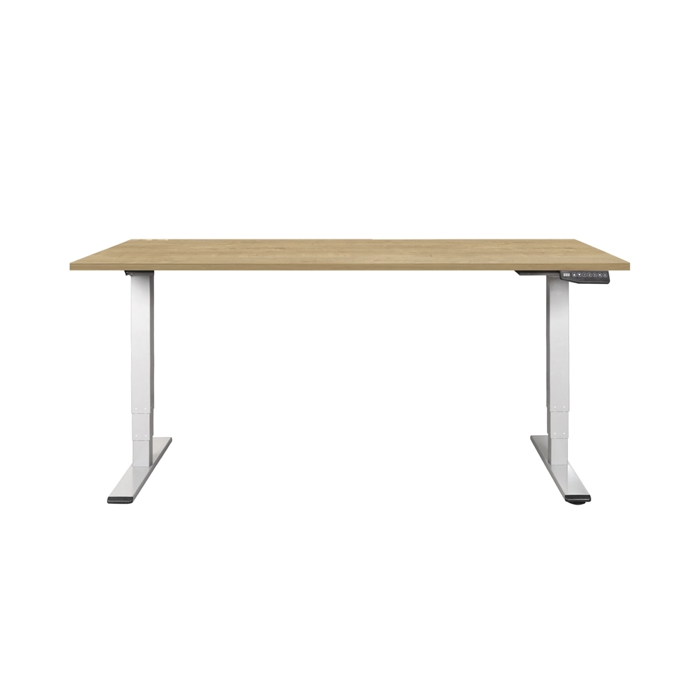 CONTINI höhenverstellbarer Bürotisch 200 x 90 cm Eichendekor / Gestell weiss
