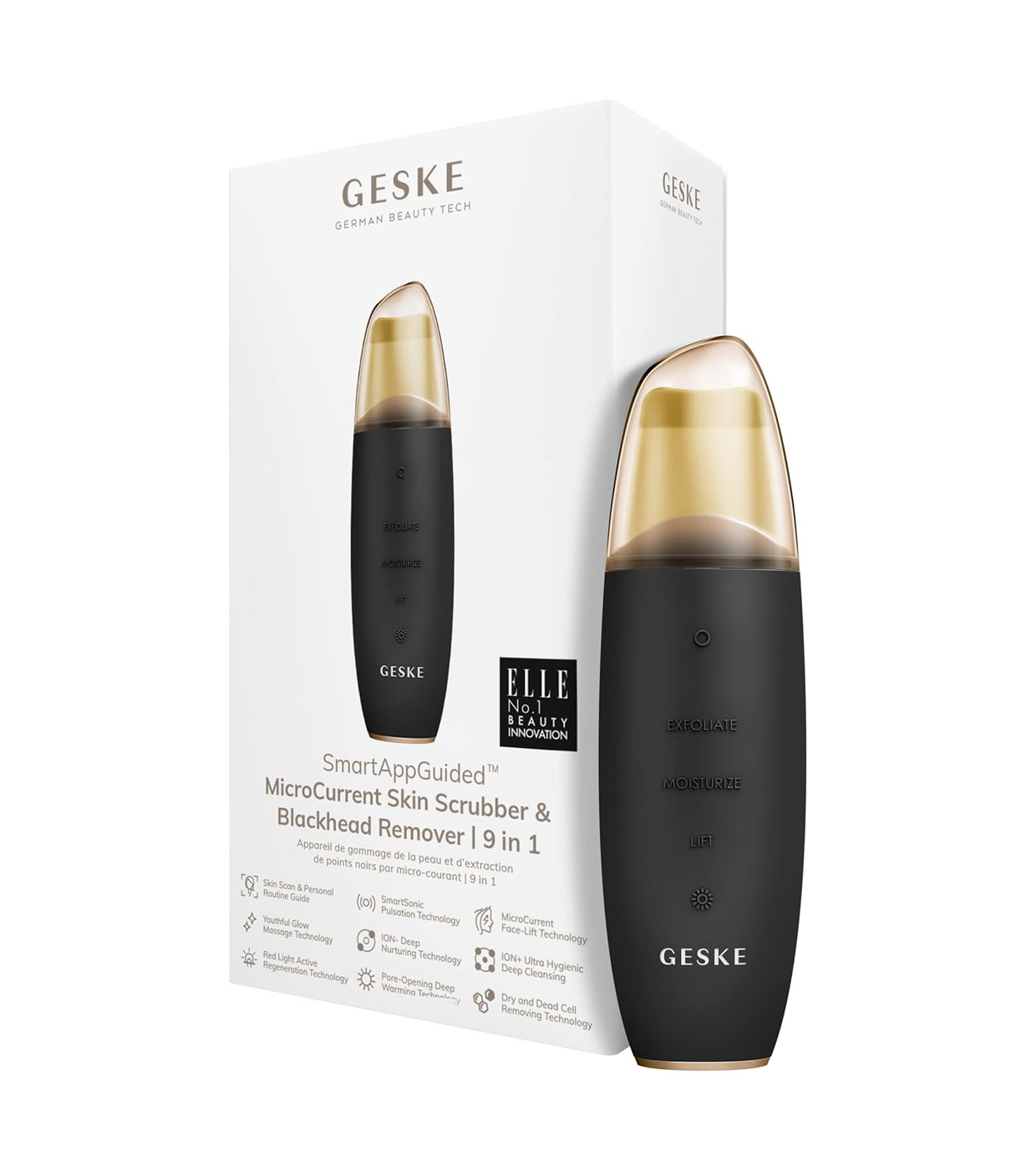 GESKE - Limpador MicroCurrent Skin Scrubber & Blackhead Remover 9 en 1  - Ouro Preto