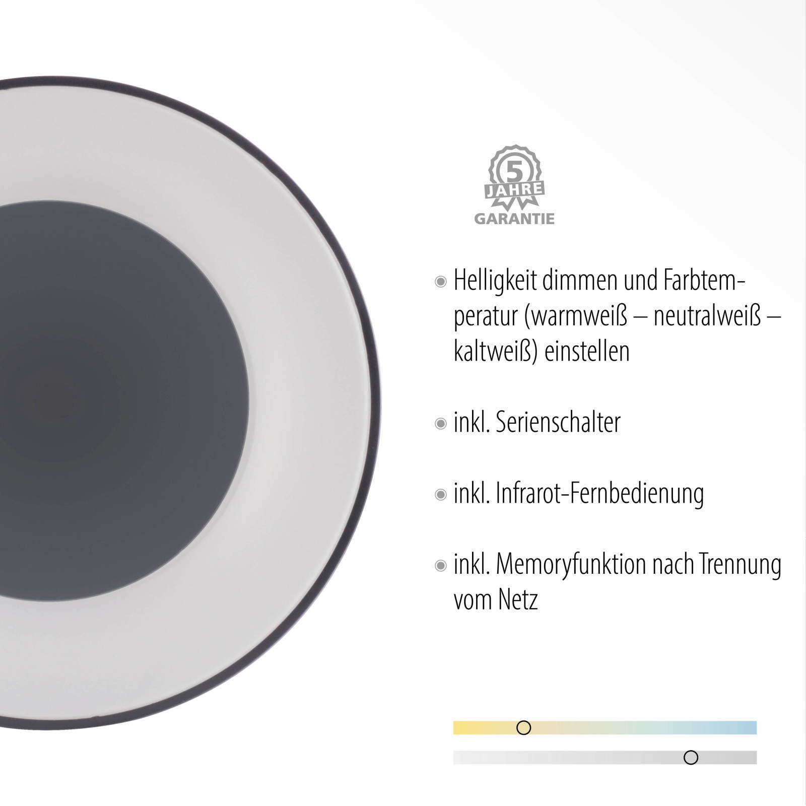 LED-Deckenleuchte - anthrazit - dimmbar