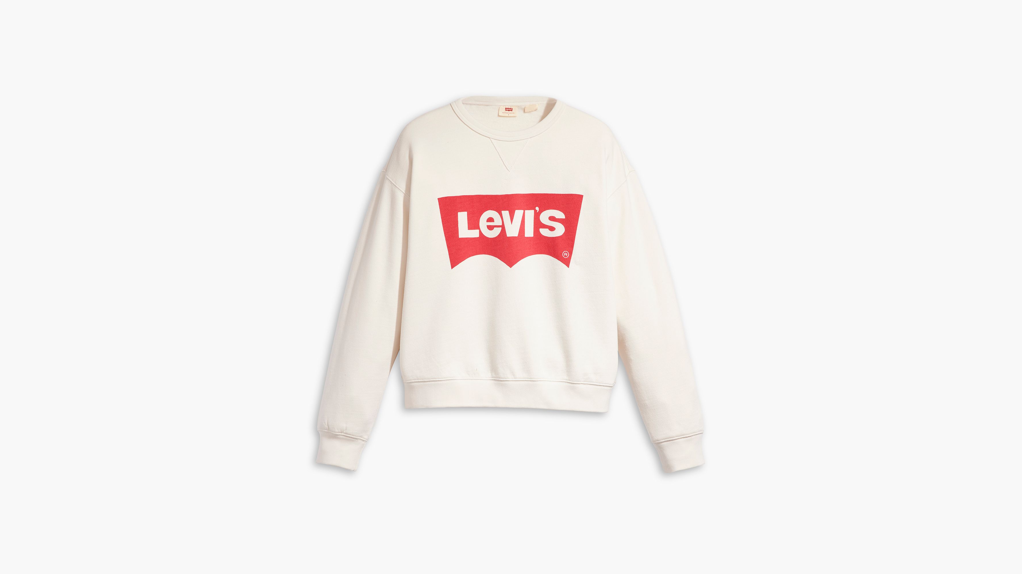 Sweat-shirt col rond graphique Signature - Crew Wonky Batwing Cloud Dancer - Blanc
