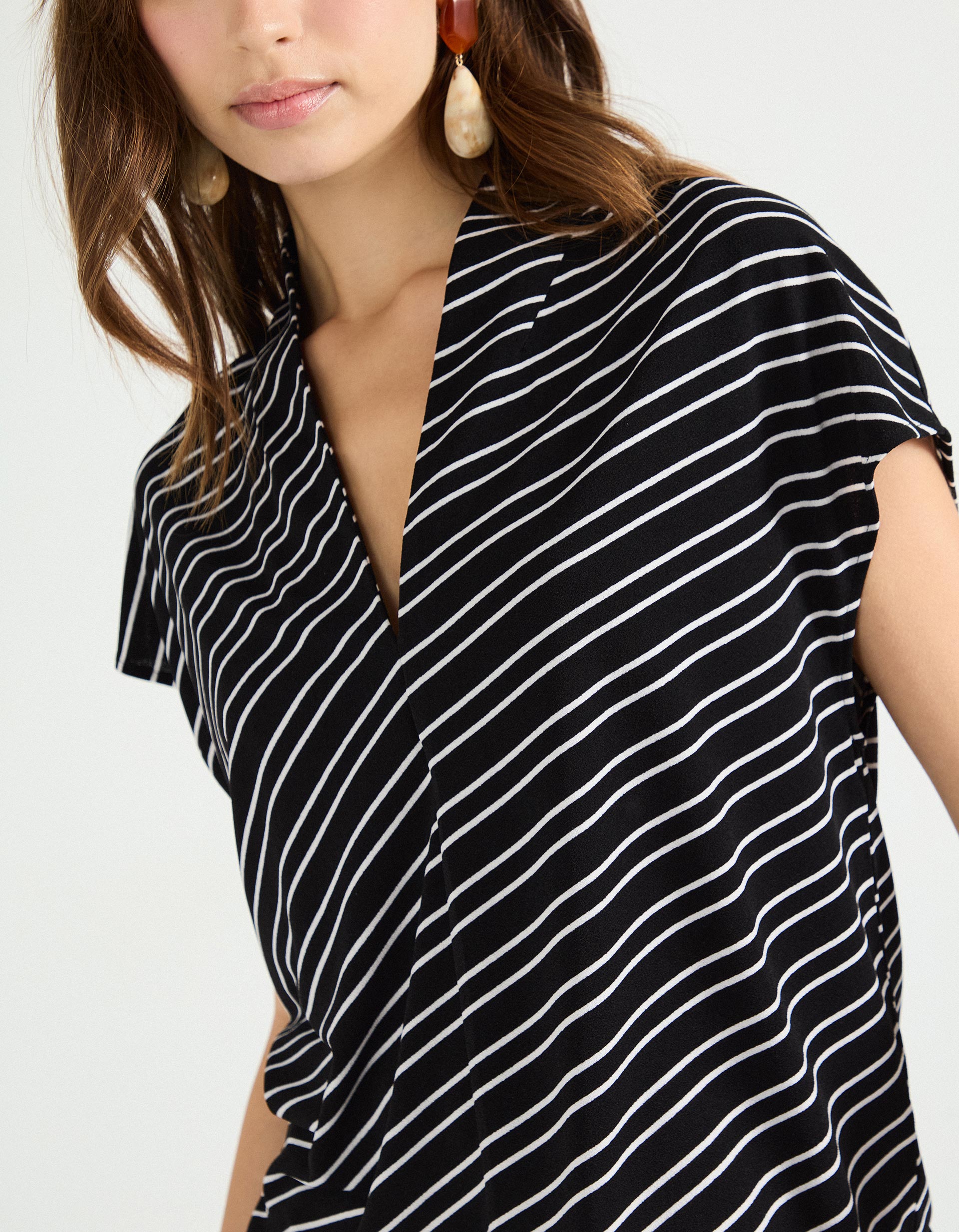 Blusa com Riscas, Mulher, Preto