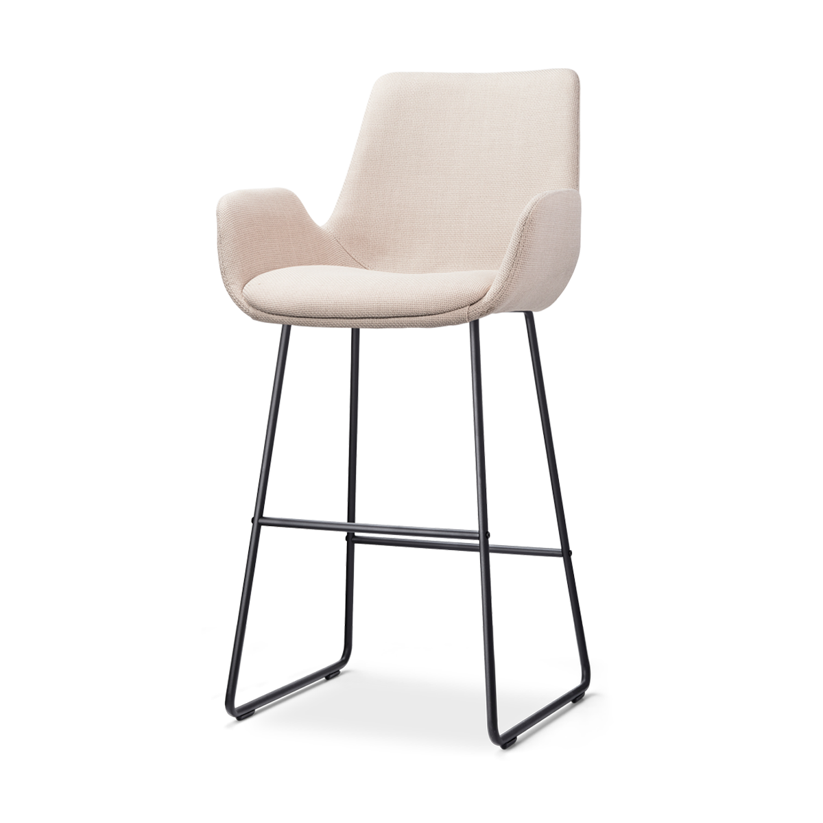 Barkruk Nino-Eef beige - zwart onderstel - 75 cm