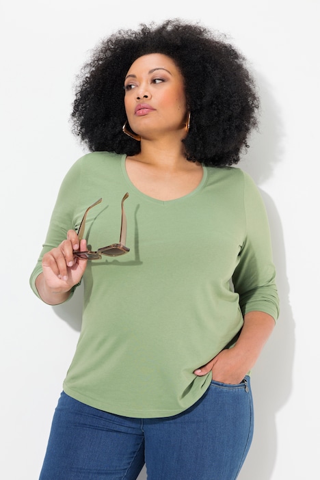 Shirt, Slim, V-Ausschnitt, Langarm