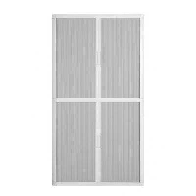 Armoire haute à rideaux EASY OFFICE - 110 x 204 x 41,5 cm - Corps et poignée blanc - Rideaux anthracite
