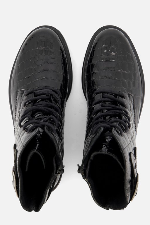 Feyn Brooke Veterboots zwart Lak