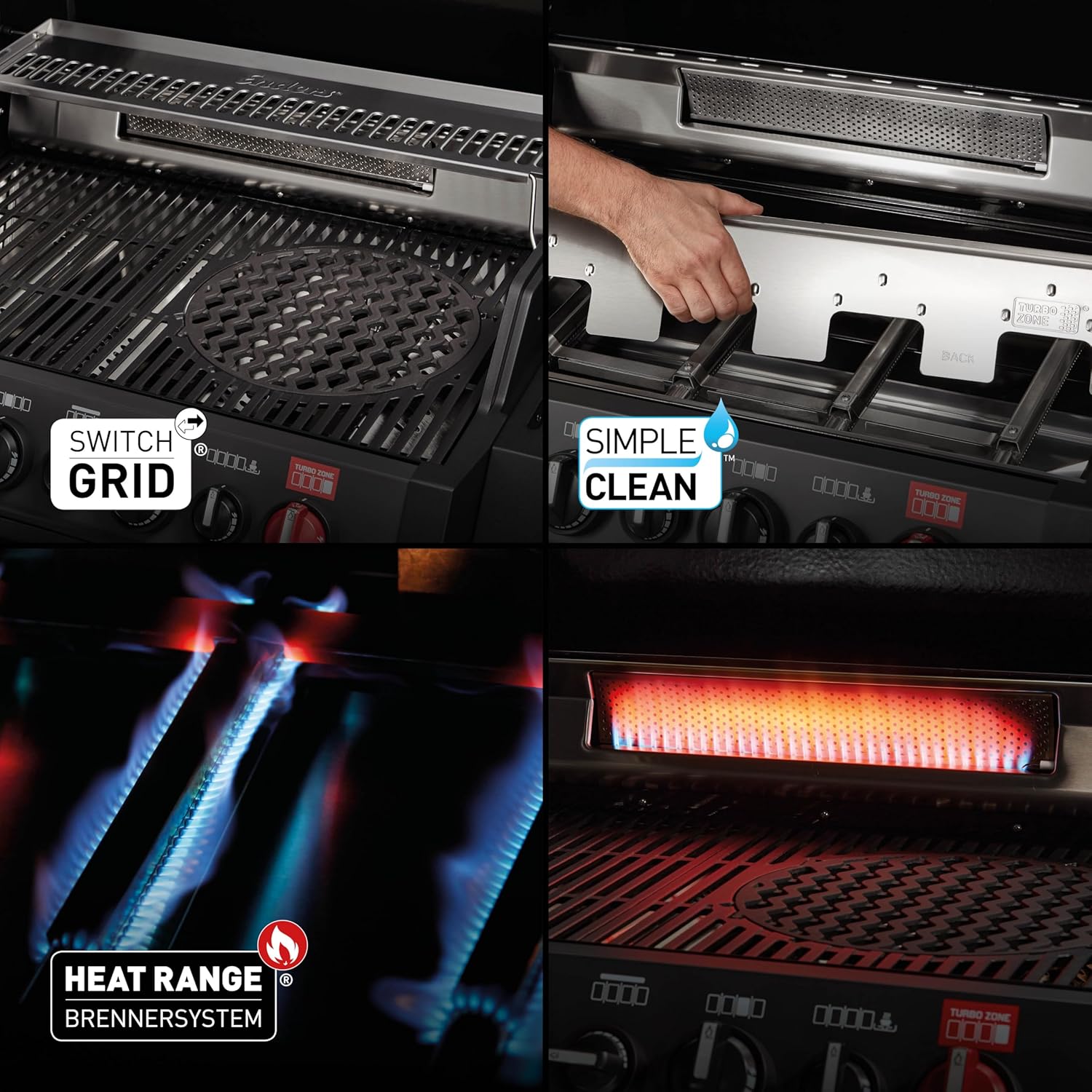Enders® Gasgrill MONROE PRO 4 SIK TURBO SHADOW, 4-Brenner, Infrarot-Backburner, Seitenkocher, PanoVision Sicht, SWITCH GRID™ mit SEAR Grate, HEAT RANGE™, 800 °C TURBO ZONE™, SIMPLE CLEAN™ #8385