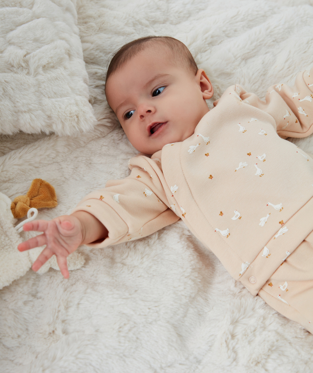 SWEAT PRESSIONNÉ BÉBÉ EN FIBRES RECYCLÉES ROSE POUDRÉ IMPRIMÉ OIES