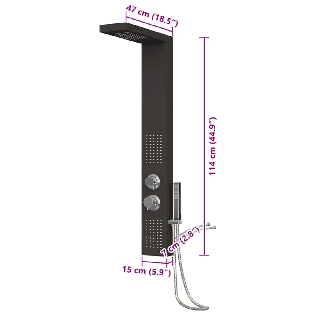 vidaXL Système de Douche - Aluminium Noir