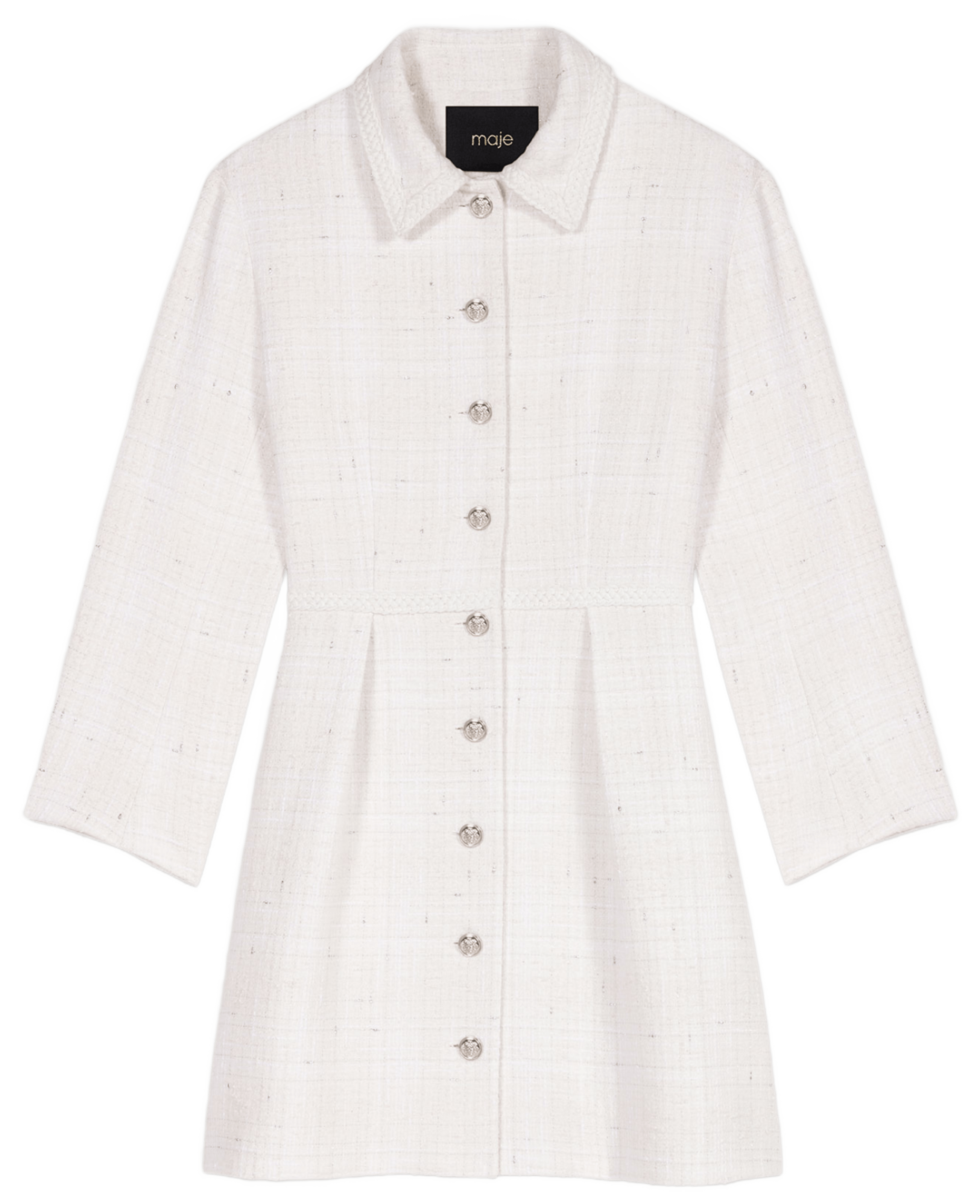 Robe courte cintrée col classique | Beige