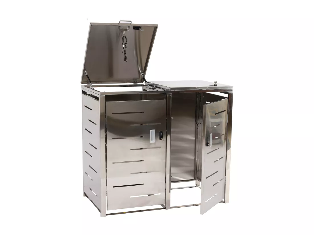 Cache-poubelle pour 2 poubelles MCW-E83 (2er), Acier inoxydable 38kg